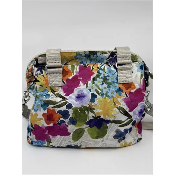 Kipling Flower Power Felicity Nylon Shoulder Bag Top Handle Spring Design - Picture 4 of 12